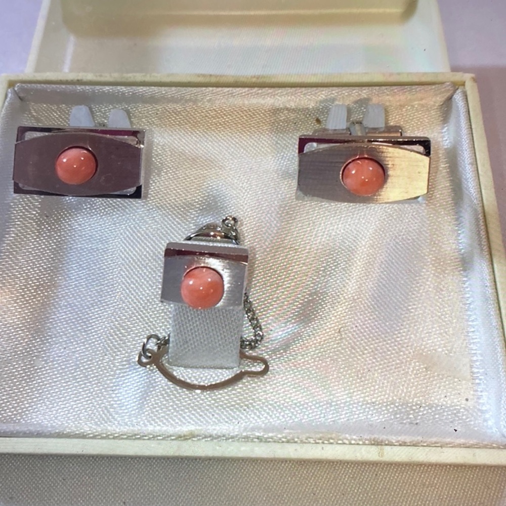 Vintage 60s cufflinks tie tack set New